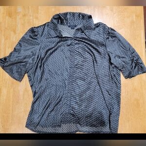 EUC Paper Tee gray printed button up blouse